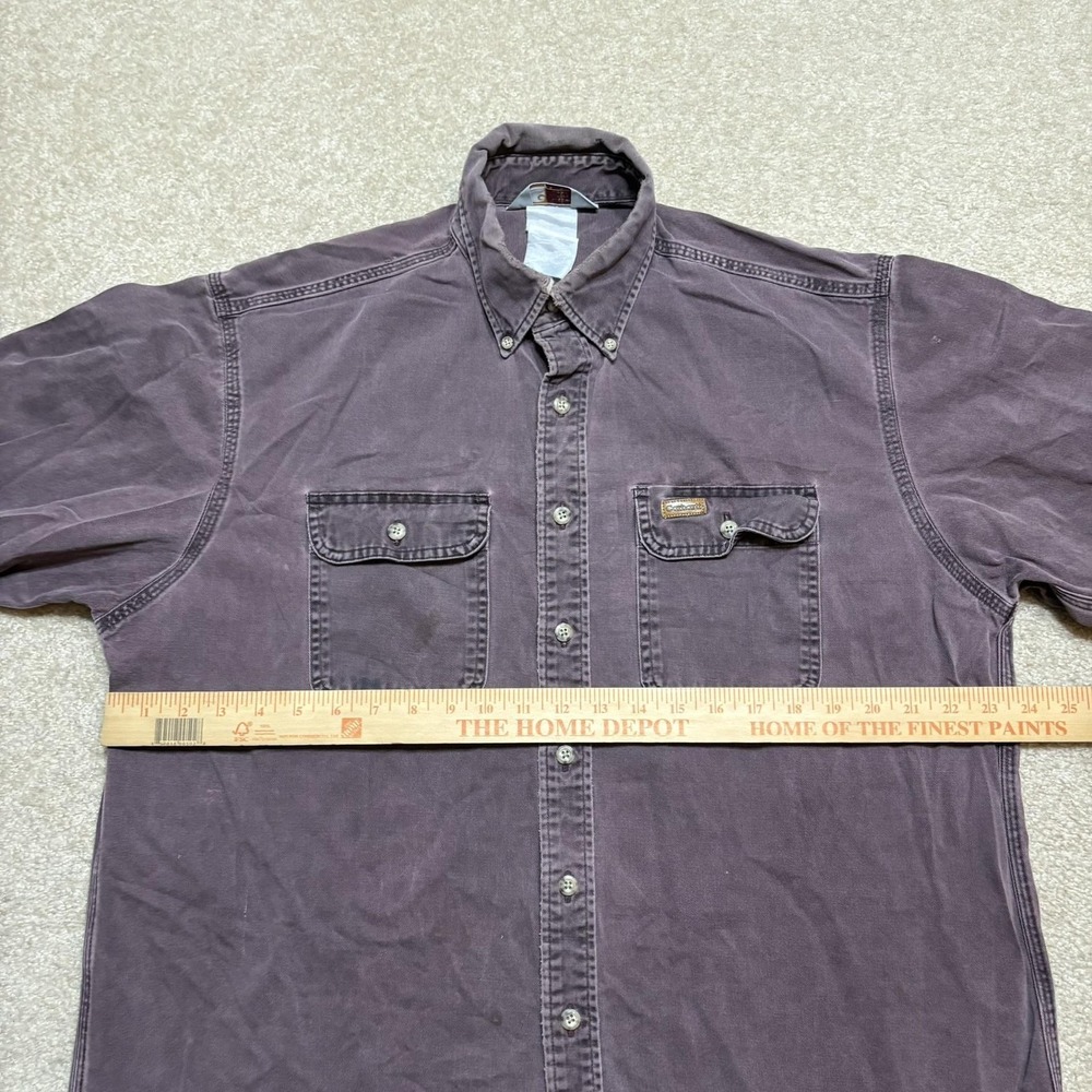 Vtg Carhartt Shirt Mens Large Purple Twill Button Up LS Faded Distressed 90s - Picture 6 of 16
